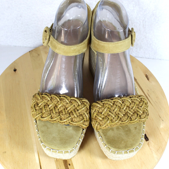 Veronica Beard Wedge Heels Womens 10 Yellow Sandal Boho Chic Comfort Designer - Picture 3 of 12